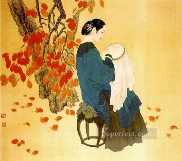  Chinese Painting - sewing Chinese woman